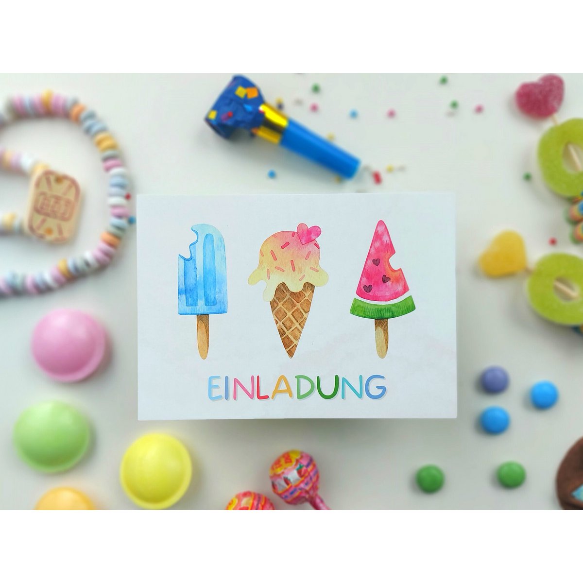 Tarjetas de invitación para fiesta de cumpleaños de helado para niñas y niños, tarjetas de invitación de helado para que los niños llenen con sobres para fiesta de cumpleaños de helado