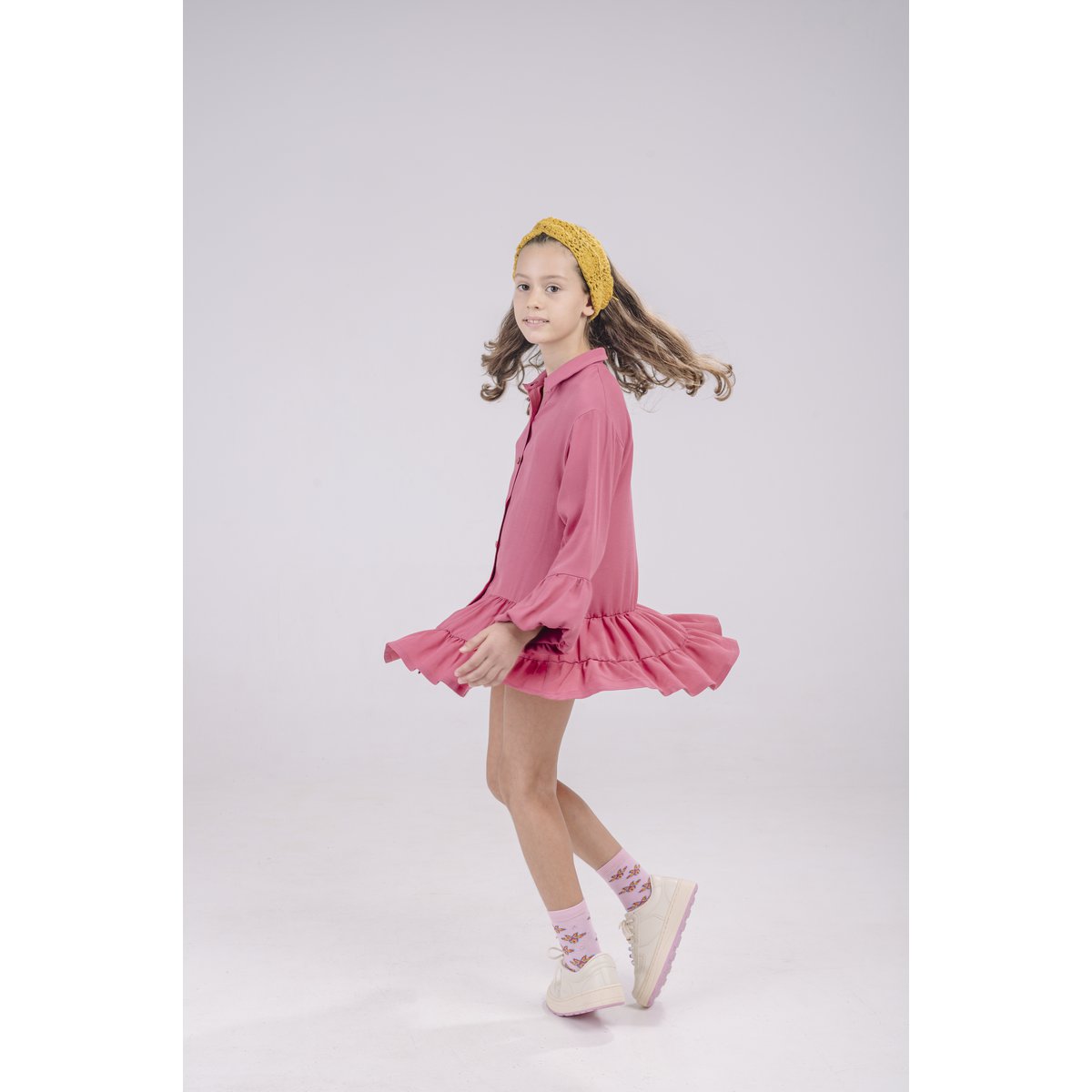 ANGEL RUFFLED VISCOSE DRESS