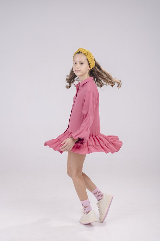ANGEL RUFFLED VISCOSE DRESS
