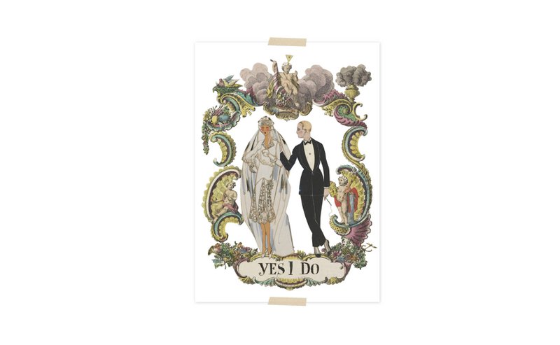 Folded greeting card (A6) in envelope for wedding Museum collection