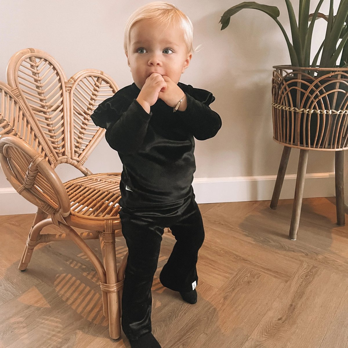 Legging en velours évasé noir