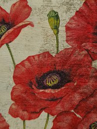 Holzfliese alte holländische Mohnblumen rot