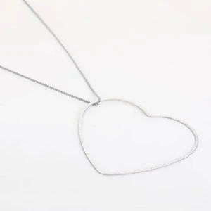 80 CM lange ketting met XL hart JE18096 - SILVER