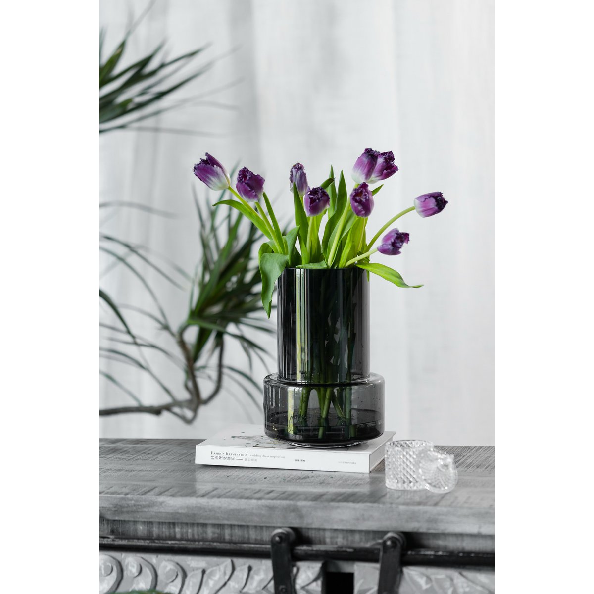 Vase im modernen Retro-Design, tiefgraue Farbe, TYLER12GR