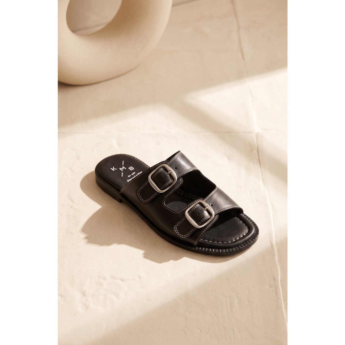 MOSS BLACK – Ciabatte in nappa con doppia fibbia