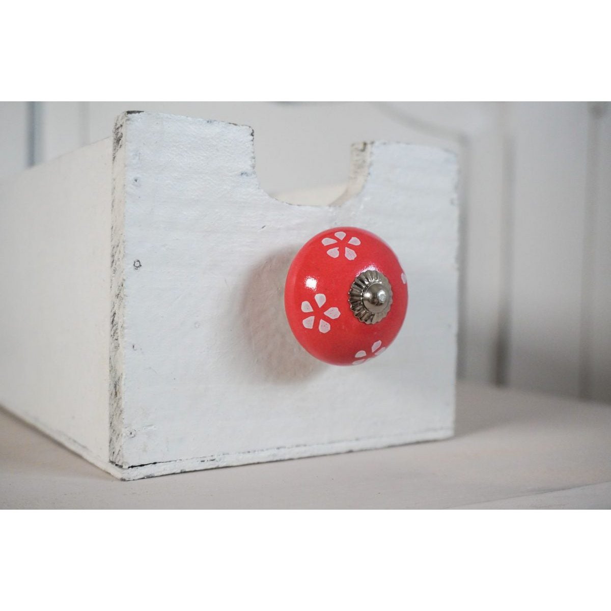 Red furniture knob natural flowers 4 cm Isabelle Rose