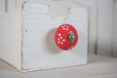 Rode meubelknop naturel bloemen 4 cm Isabelle Rose