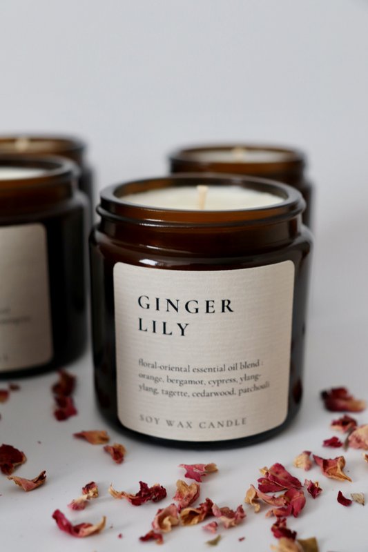 GINGER LILY, natürliche Sojawachskerze mit ätherischen Ölen