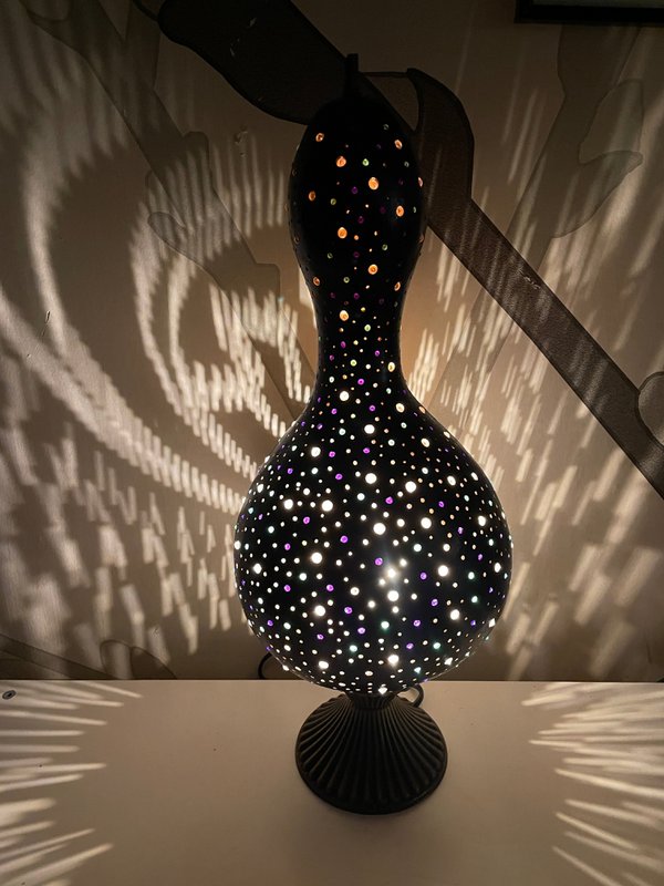 Lampa z tykwy - Kot i księżyc 2