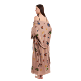 Evil Eye Bathrobe-Shawl Neck-Light Brown