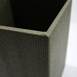 Waste paper basket square pattern beige green rubbish bin faux leather