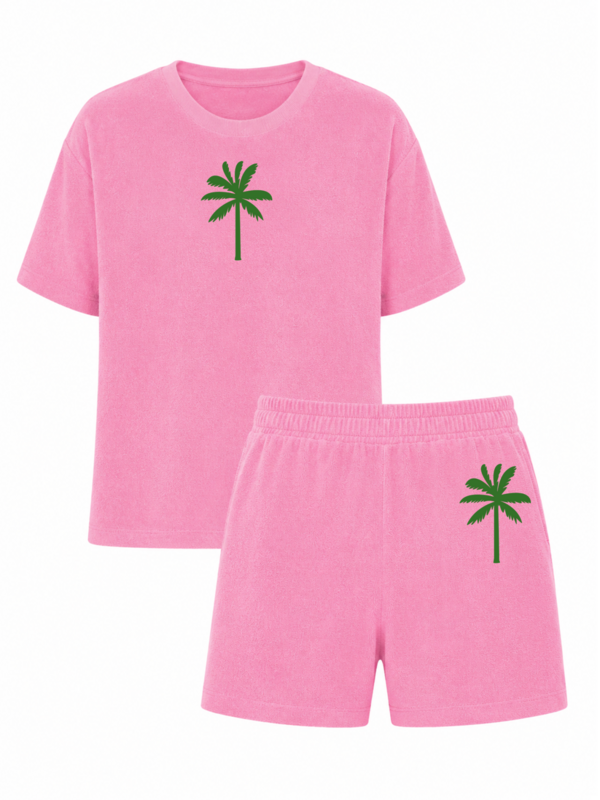 Set von Terry Fabric Palmtree Green Velvet | Hinweis: Lieferzeit 5-7 Arbeitstage