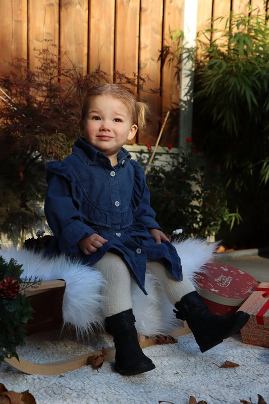 Abito con volant sul colletto in denim Camila