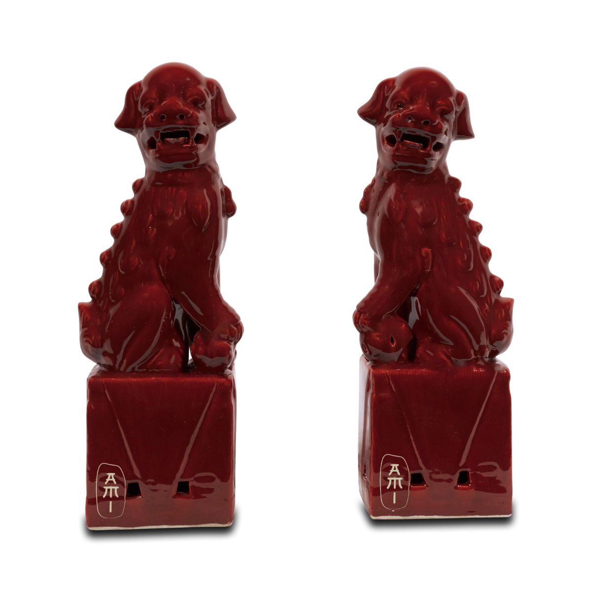 Red fu dog set