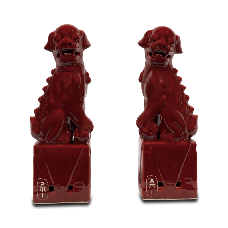 Red fu dog set