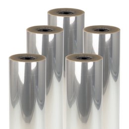  Clear, transparent plastic wrap in various widths and lengths for packaging and wrapping.