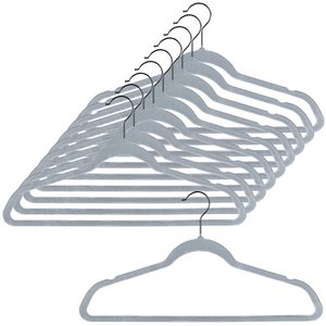 Coat Hanger Velvet Gray Rotating 45x24.5 cm 10 pcs