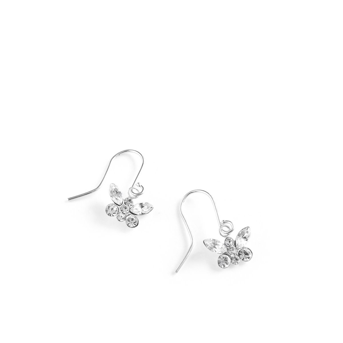 Rhodium plated butterfly earrings with Austrian Zirconia