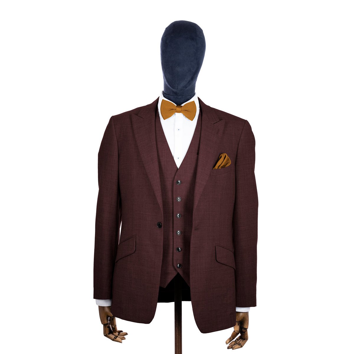 Orange Ember Knitted Bow Tie and Knitted Pocket Square Set