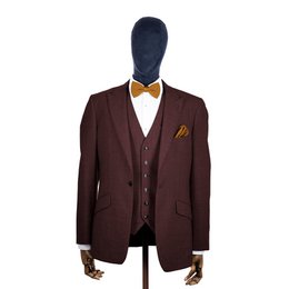 Orange Ember Knitted Bow Tie and Knitted Pocket Square Set