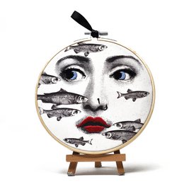 Fornasetti Portraits 15cm – Embroidered Wall Art Set (5 pieces) 