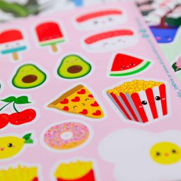 Sticker sheet Sushi fruit and fast food