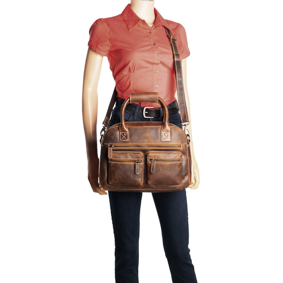 Sac Femme En Cuir De Buffle En 3 Couleurs Avec Bandoulière Et Anses - Taille Moyenne