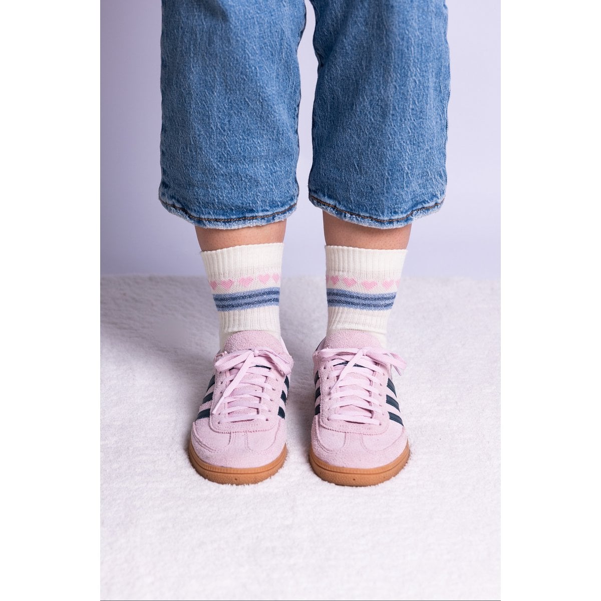 Glitzersocken mit Herzchenkette – rosa & blau