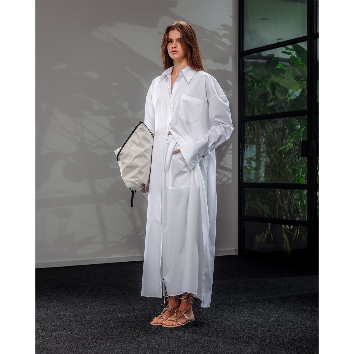 Cotton maxi shirtdress
