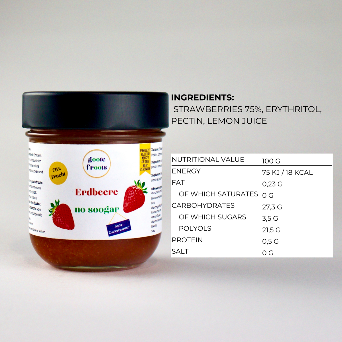 Fruit spread SUGAR-FREE strawberry 76% fruit
