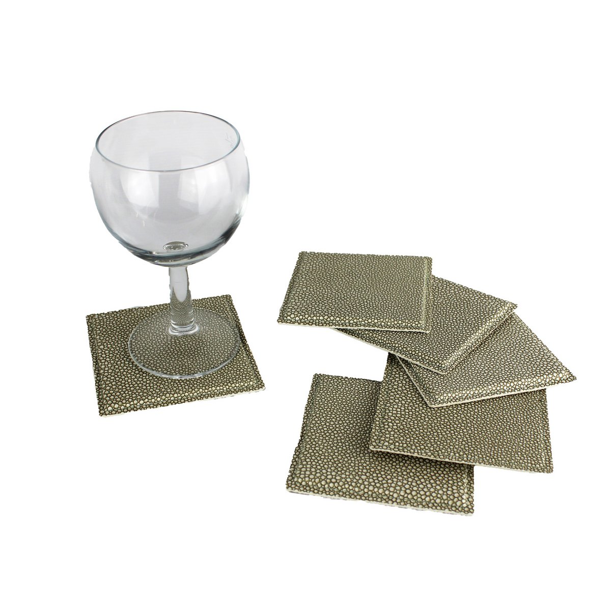 Glasuntersetzer 6-er Set Rochen Kunstleder grün Untersetzer
