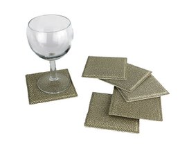 Glasuntersetzer 6-er Set Rochen Kunstleder grün Untersetzer