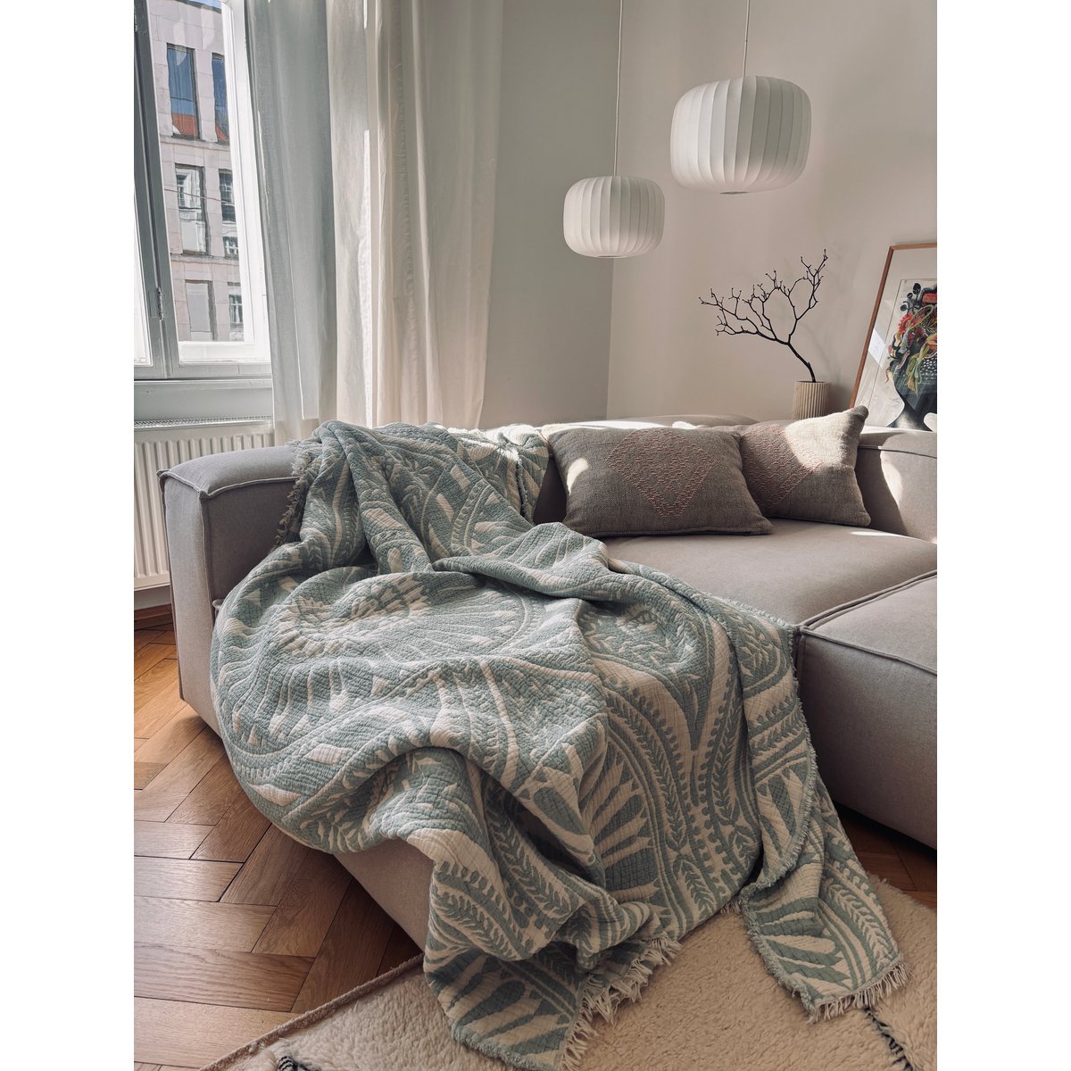 CALMA Musselin Decke - Mint - 2,20 x 2,30 m
