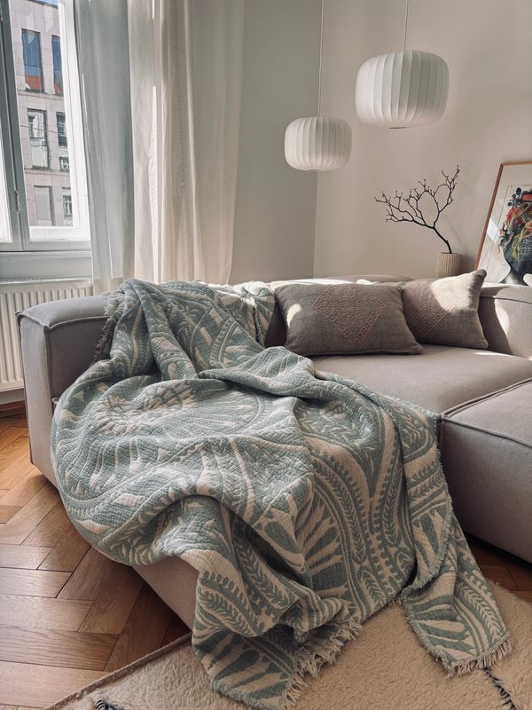 CALMA Musselin Decke - Mint - 2,20 x 2,30 m