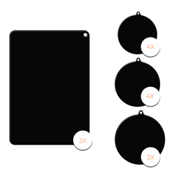 Black induction protectors, 12 pieces, for protecting induction cooktops from scratches and spills.