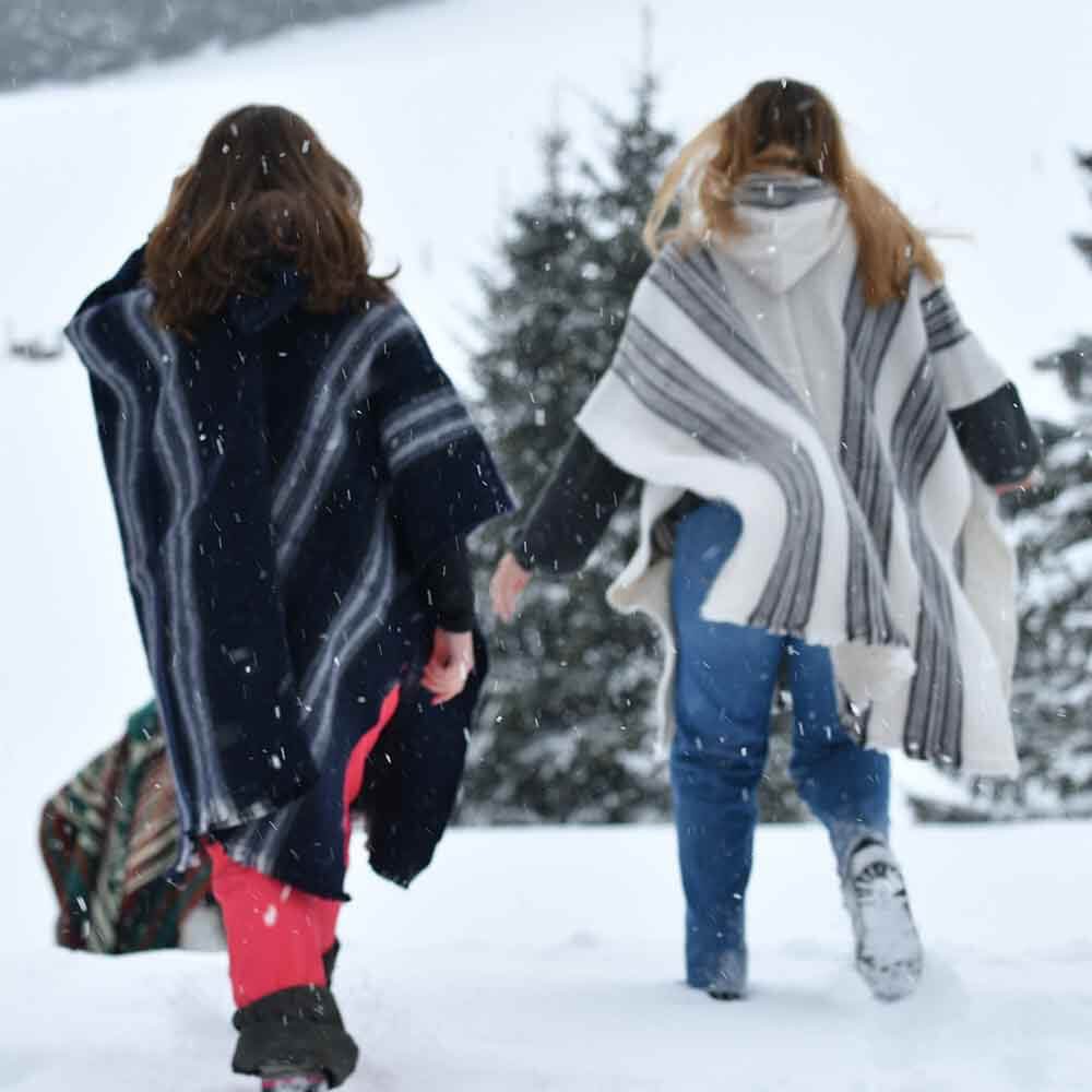 Poncho Alpaca Bianco - Prodotto in Ecuador