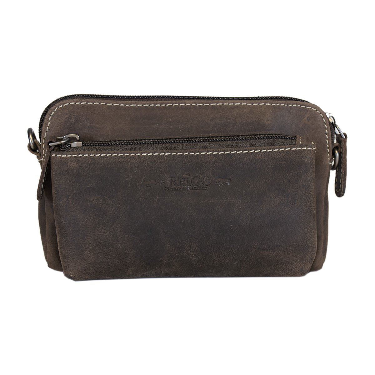 Schultertasche - Gürteltasche - Clutch aus schwarzem Büffelleder - 3 Farben Leder