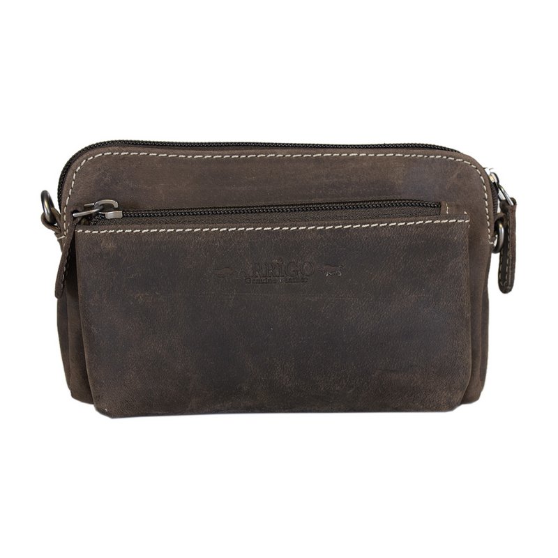 Schultertasche - Gürteltasche - Clutch aus schwarzem Büffelleder - 3 Farben Leder