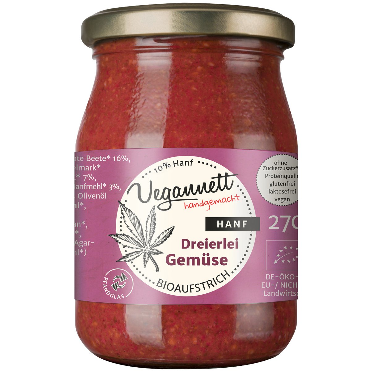 Three types of vegetable hemp organic spread