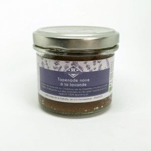 Schwarze Tapenade mit Bio-Lavendelblüte