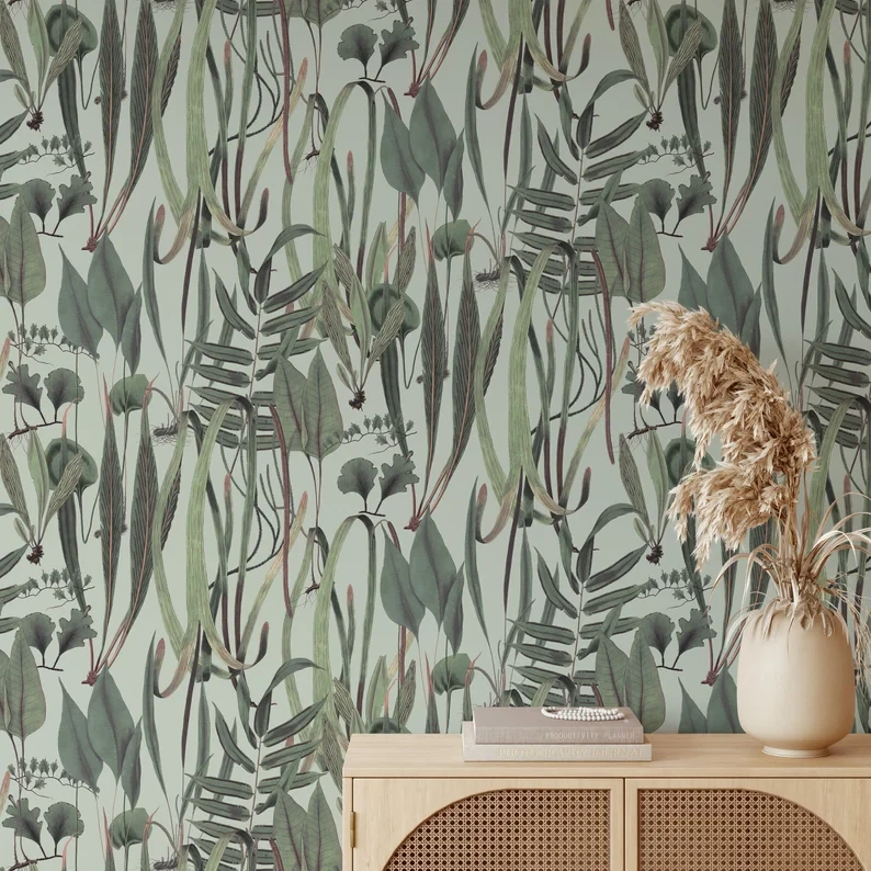 Papel pintado vintage de hierbas botánicas