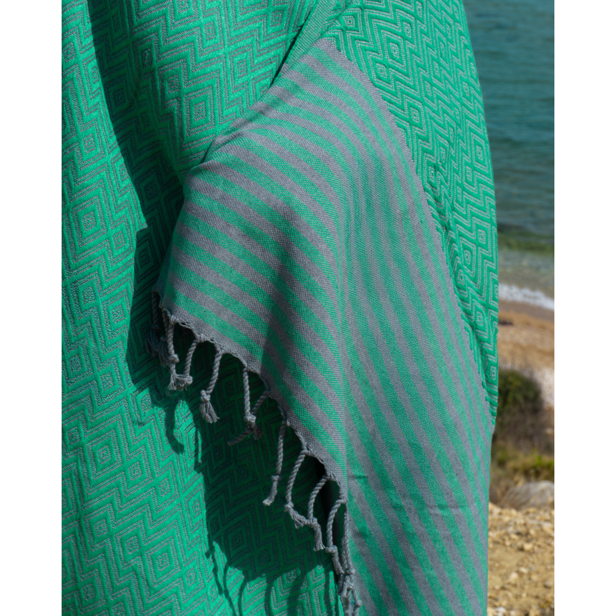 Serviette de Hammam Spa en Coton SAHARA - Compacte - Vert - 180x100 cm