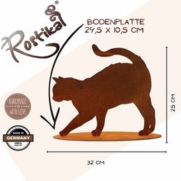 Gatto "Elly" | sulla piastra del pavimento | Figura decorativa in metallo patinato