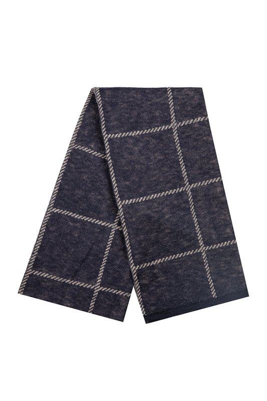 Mężczyźni Roman Check Scarf Navy-Ecru