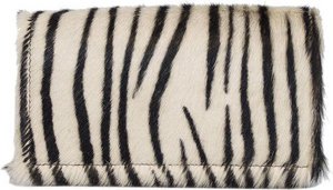 Cognackleurige leren damesportemonnee met dierenprint en anti-skim bescherming in zebra-design