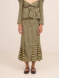Garland Midi Green Striped Skirt