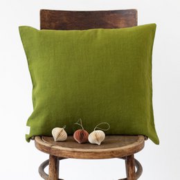 Housse de coussin en lin vert de Noël