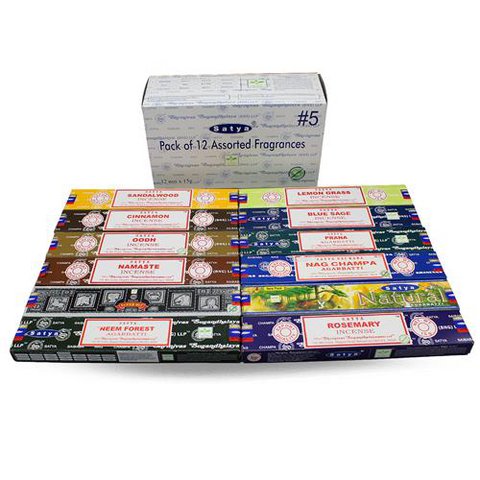 Satya Assorted Pack 5 Incense (12 fragrance) Incense Sticks