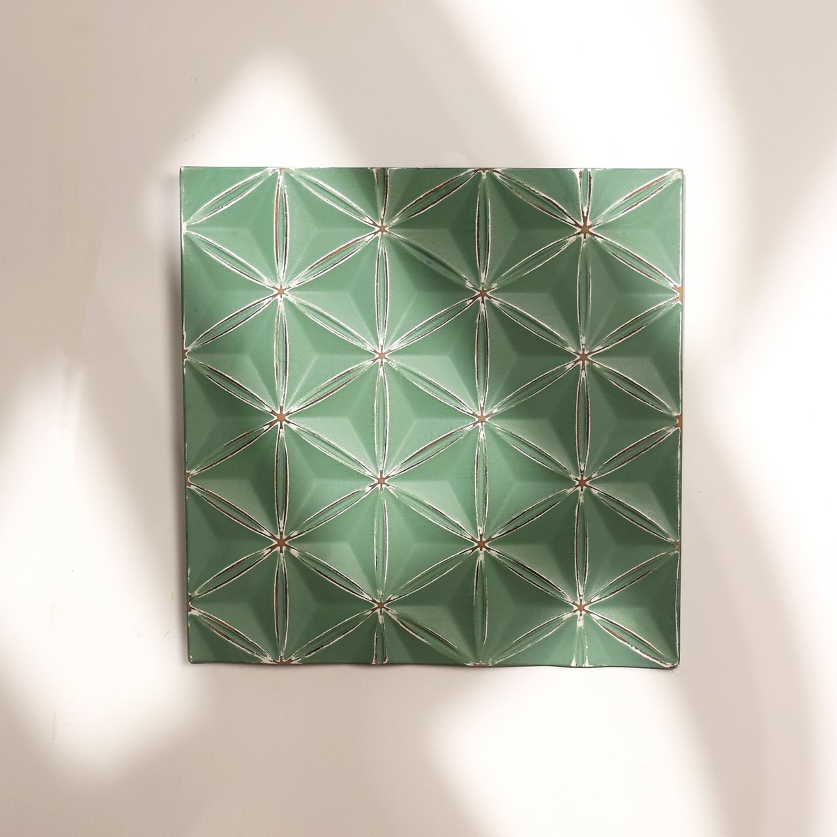Panel ścienny z geometrycznym diamentem Green Diamond do nowoczesnego wystroju domu