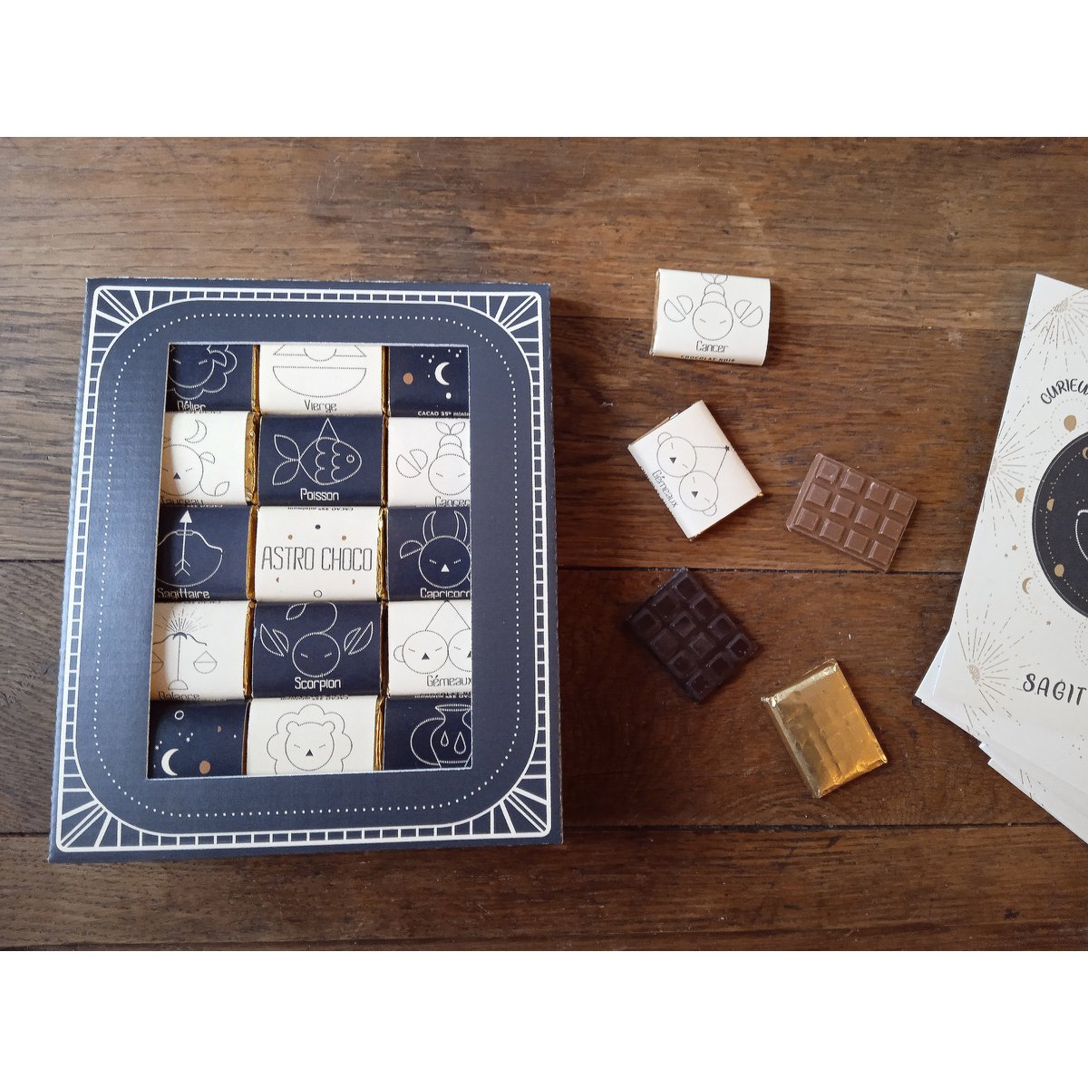 ASTROLOGIE SCHOKOLADE -MILCH- VERPACKUNG FOTORAHMEN © + KARTE